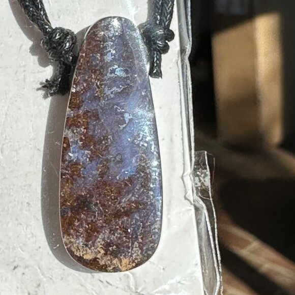 Australian PS Boulder Opal Pendant Black Cord Necklace - Picture 1 of 9